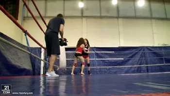 NudeFightClub backstage with Mira Shine vs Sophie Lynx