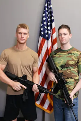 Blake Effortley and Logan Lane have bareback sex in bed