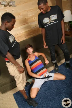 Alex Cruiz is, ahem, a sucker for erotic novels. We find Alex along with Mr. Hampton and Tyko, and they're enjoying some erotic smut read by Alex the twink. The innocence of reading quickly transforms into some boy-on-boy-on-boy action. The novel is quickly ignored so that white boy can get a double dicking of black meat. Both black studs take turns stuffing his esophagus with their black meat sticks. Alex, the slut for black cock, gets bent over and obeys their commands to open his backdoor for anal poundings. Tyko and Mr. Hampton lay their black pipes deep in Alex's ass, while a black cock in constantly muffling his moaning. Our LIVE erotic novel hits its final chapter when no drop of black jizz is lost. Alex Cruiz is, ahem, a sucker for erotic novels. We find Alex along with Mr. Hampton and Tyko, and they're enjoying some erotic smut read by Alex the twink. The innocence of reading quickly transforms into some boy-on-boy-on-boy action. The novel is quickly ignored so that white boy can get a double dicking of black meat. Both black studs take turns stuffing his esophagus with their black meat sticks. Alex, the slut for black cock, gets bent over and obeys their commands to open his backdoor for anal poundings. Tyko and Mr. Hampton lay their black pipes deep in Alex's ass, while a black cock in constantly muffling his moaning. Our LIVE erotic novel hits its final chapter when no drop of black jizz is lost.