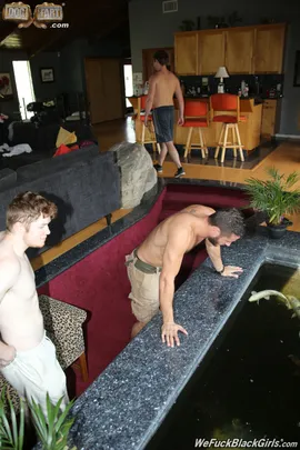 When the folks are away, the boys will play -- even if they're college boys taking care of their parent's place during summer vacation. The boys like throwing crazy parties, too, which is probably why the Koi Pond is dying. Danny's freaking out, too, because those Koi are his dad's prized possession, and if any more die, there's gonna be hell to pay. This is what brings Dr. Jezebel Vessir. The boys found her online. She's a vet, and she specializes in Aquatic animals and fish, and she's going to solve the fish problem. She's going to take care of a lot more, too, including 3 horny college dudes and their overactive hormones. Jezebel is that good. 