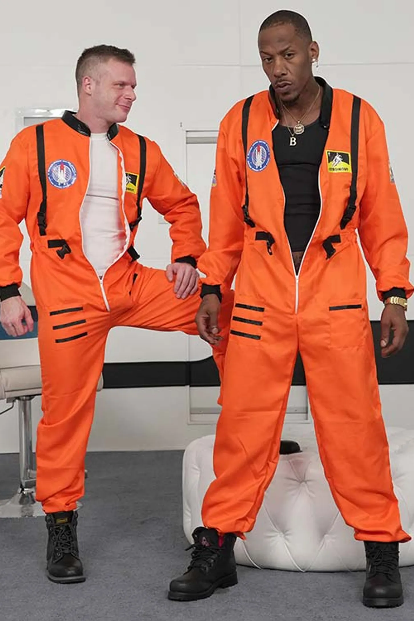 Crewman Bonds imagined an exciting life exploring space but instead here he is stuck on a freighter with only his Sexy Captain to keep him company. And in the last 18 months Captain Deep has been in his dreams a lot. Captain Deep is well aware of Crewman Bond's desires and struggles himself to not fraternize with the crew. But 18 months is a long challenge. Finally Crewman Bonds makes his move and Deep has no will left to stop him. Brian Bonds breaks his sexual fast with Deep's cock as far down his throat as he can mange. Starved for cock after so long in space Bonds buries Deeps cock in his ass and fucks back with a vengeance of need. Bonds can't contain himself no more when Deep pounds away and blasts off himself with Deep quickly to follow. Dick for breakfast is Crewman Bond's new task the Captain orders