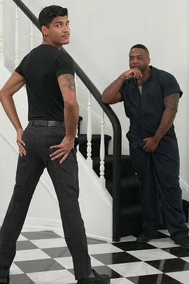 Ever need your pipes fixed? Thank God for Thick Pipe Plumbing. Apollo is in desperate need. He's having a party and of course the kitchen sink is on the fritz. In desperate need he calls a plumber he knows he can call in a pinch and Micah is on the way. Apollo was not ready for how handsome Micah was in his uniform and finds himself momentarily distracted. But once into the kitchen, Micah takes charge and examines the problem. Apollo steps away obviously a little aroused. Within moments Micah can tell this is not going to be an easy fix and certainly expensive to boot, so he goes looking for Apollo. Micah comes up silently behind Apollo surprised to see him jacking his cock muttering about how he loves a man in uniform. Micah discreetly unzips his jump suit and takes out his cock to use to knock on Apollo's shoulder. Surprising Apollo who was lost in a moment of lust. Micah could tell he was right and soon his cock was deep in Apollo's throat. Apollo flips over to have his ass eaten and like the beast he is, Micah rips off his t-shirt and plunges into Apollo's hole. Desperately plunging his cock into Apollo, Micah can feel the fire building. Apollo, a desperate look in his eyes encourages every stroke. Micah goes first dropping his load into the waiting hole with Apollo soon after to follow. Of course, then comes the bad news of the $6000 plumbing bill and now Apollo really is fucked.