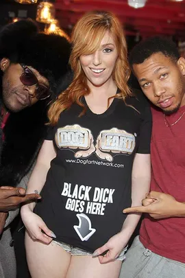 Lauren Phillips is preparing the bar for her shift as the Crew crashes the joint. It's Shane Diesel's joint, and you probably remember when Kate England almost lost her job? Well...she did. And Lauren's her replacement! The Crew knows this, and even after poor Lauren's told them, repeatedly, the bar isn't open yet...well, you know these guys aren't going to leave. In fact, they've got another gang bang on their collective minds, and Lauren knows this from the get go. Look how willing and accommodating she is! She's so accommodating, Lauren is going to offer up all three holes in order to please The Crew, and, at one point, she's actually "air tight!" This right before The Crew gather around Lauren as she plays with her fire-red pussy so they can spray her down with a copious amount of cum! Hurry Lauren! Better clean up quickly!! The bar's scheduled to open in minutes!!!