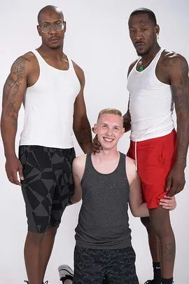 Tyler has been feeling a bit lonely and out of shape so he looks up a booty bootcamp to get back in shape and make some friends. On his first visit he sees some of these guys are HOT and can't keep his eyes to himself as they go through the workouts. Coach Martinez even has to tell him to keep his eyes straight when they linger too long on the hunk next to him. When class is over the two hot guys seem to know each other and Tyler asks if he can join them. Back at Deep's house he is quickly the boy in the middle as they put him through the paces and sucking both cocks deep in his eager mouth. Lawrence takes his boy hole first and then Deep with the big cock really splits him open till he squeals with delight. Tyler is not going to be missing this class anytime in the future for sure.