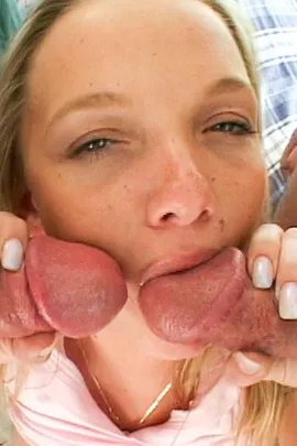 Horny Diamond 4ever sucks and fucks three big hard cocks.