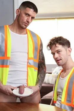 Coworkers Johnny Donovan & Ty Roderick fuck on lunch break.